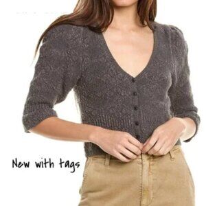 FREE PEOPLE Charcoal Button-Up Cardigan